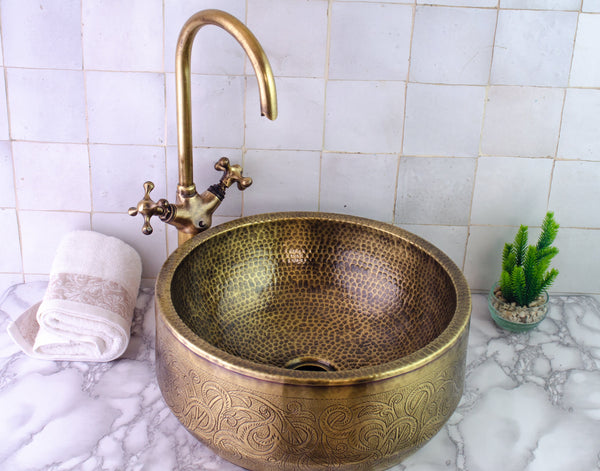Antique Brass Vessel Sink: Handcrafted Luxury