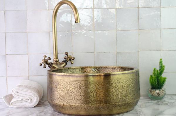 Antique Brass Vessel Sink: Handcrafted Luxury