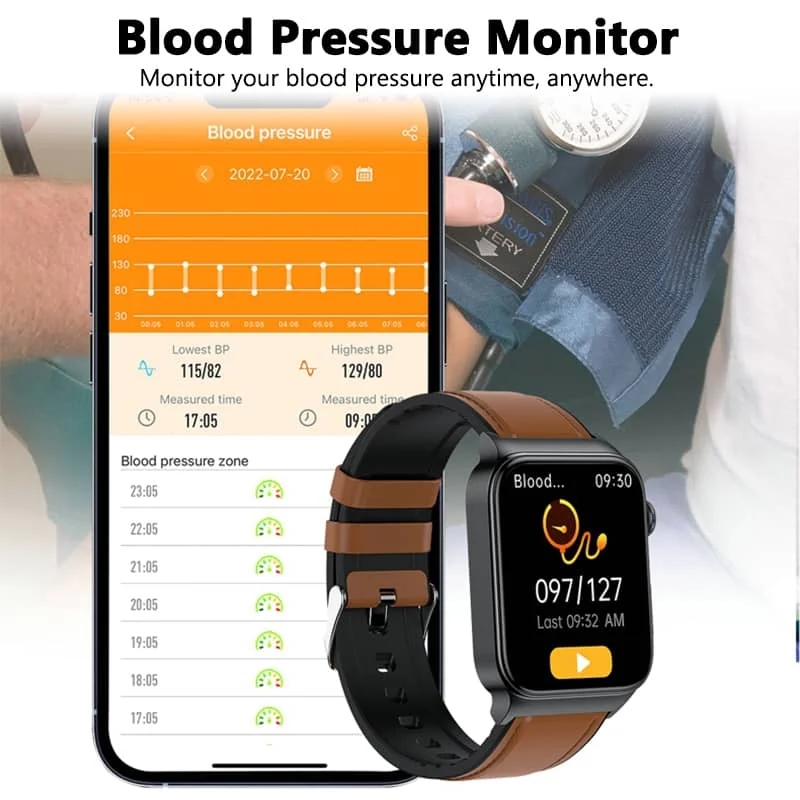 E500 Smartwatch: Blood Glucose & ECG Heart Monitoring, IP68 Waterproof