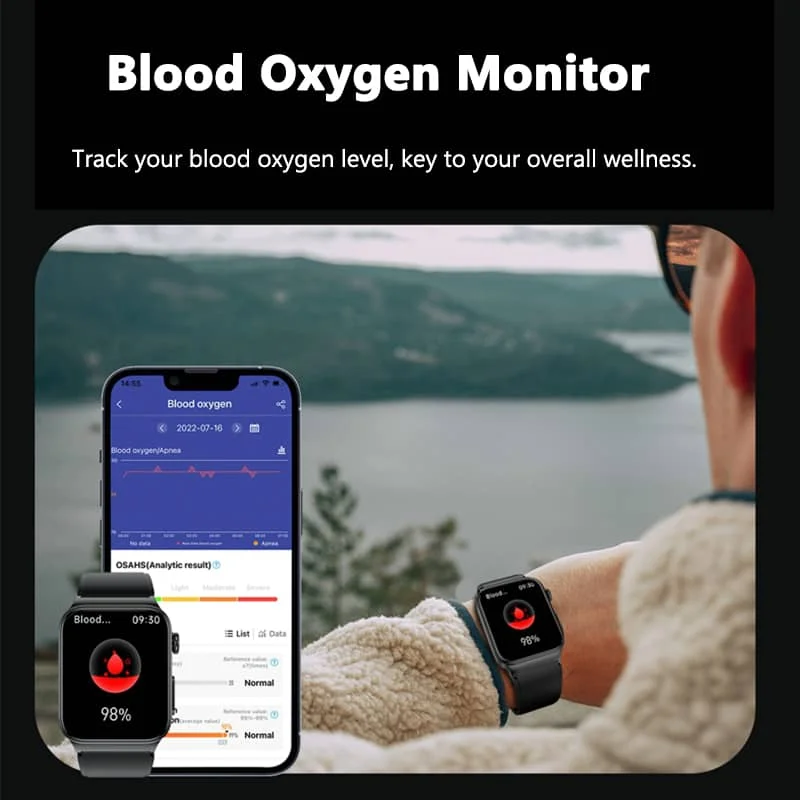 E500 Smartwatch: Blood Glucose & ECG Heart Monitoring, IP68 Waterproof