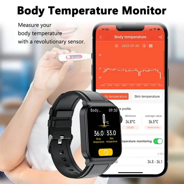 E500 Smartwatch: Blood Glucose & ECG Heart Monitoring, IP68 Waterproof