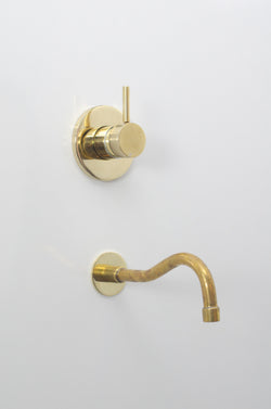 Antique Brass Tub Filler - Wall Mount Tub Faucet