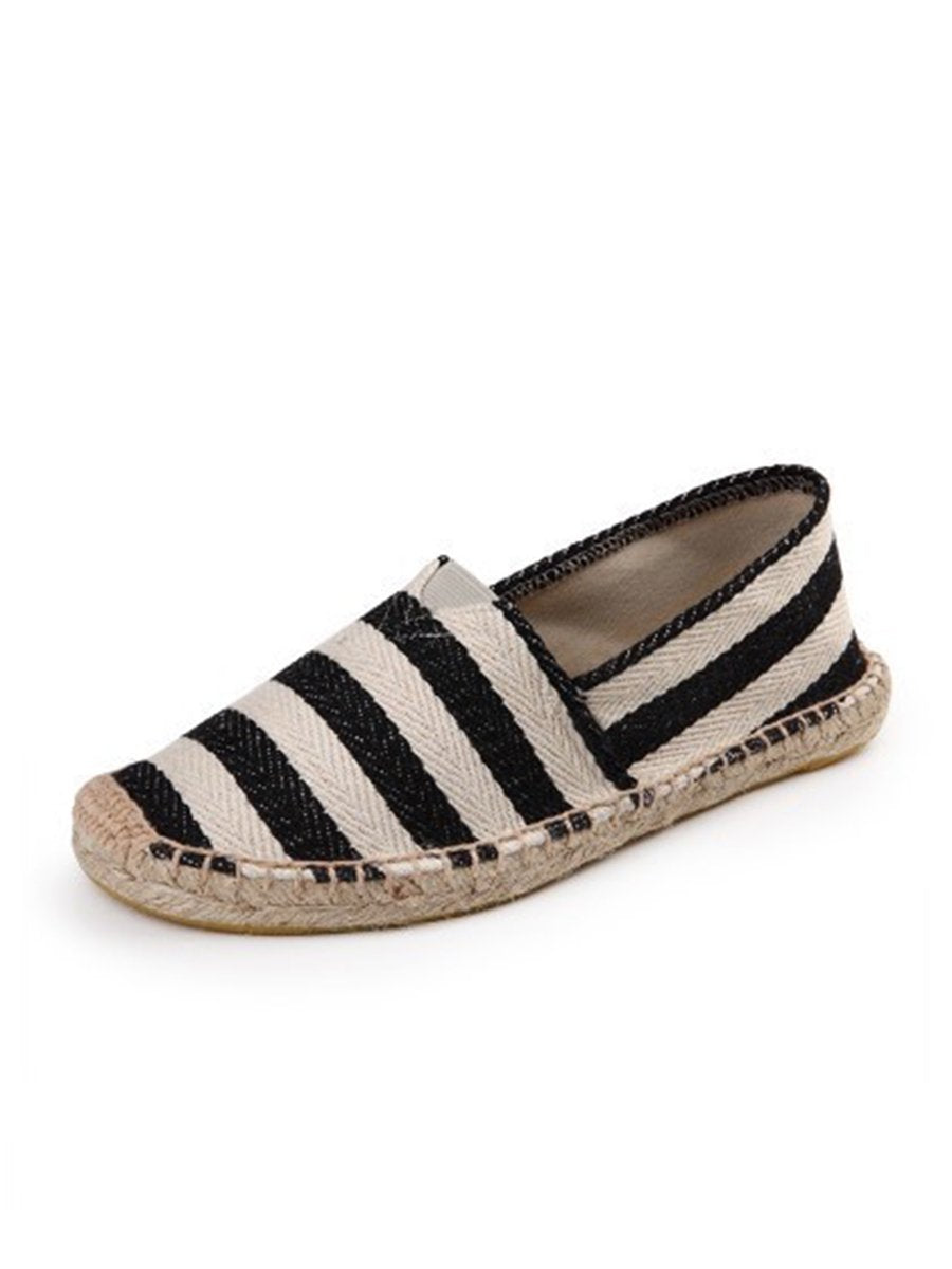 Gestreepte canvas espadrilles voor dames 