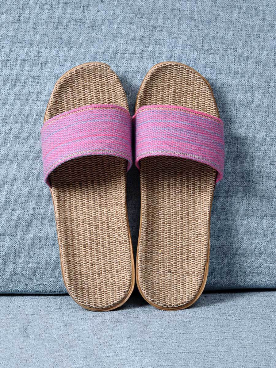 Dames linnen dikke zool antislip huispantoffels 