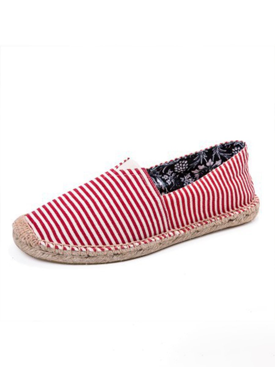 Gestreepte canvas espadrilles voor dames 