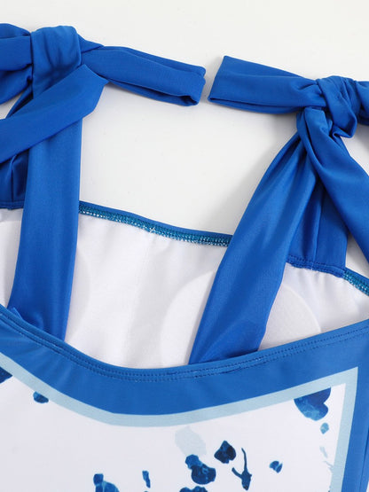 Vintage eendelige badpak met chiffon bedekking voor dames 