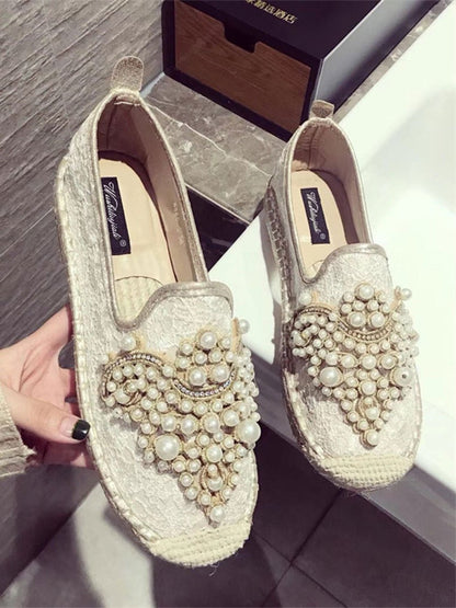 Dames loafers met kant en holle hak 