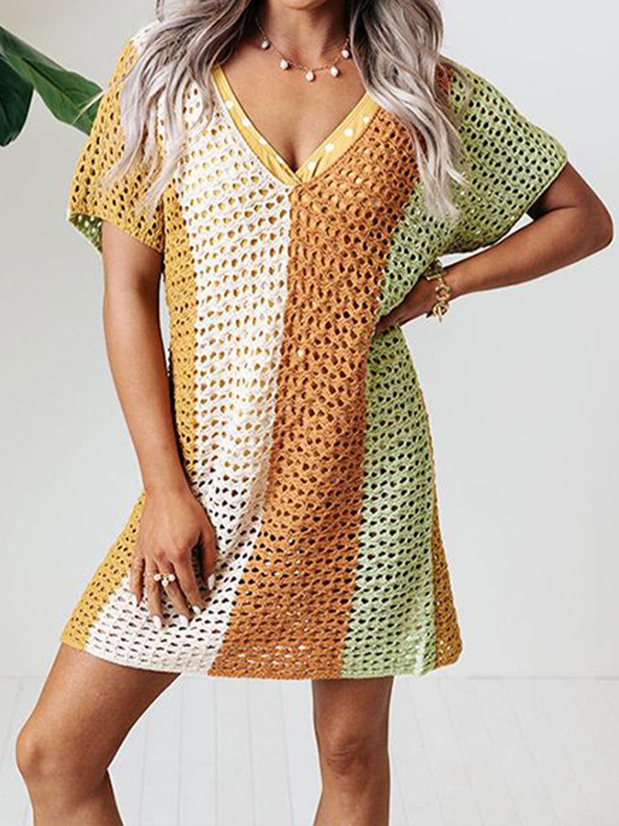 Bikinicover-up met kleurblokken en uitsparingen voor dames 