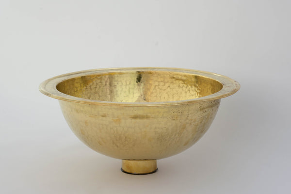 Moroccan Golden Brass Hammered Sink - Handmade Round Drop-in Sink