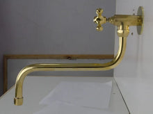 Load image into Gallery viewer, Unlacquered Solid Brass Pot Filler, Kitchen Faucet, Cross Handles