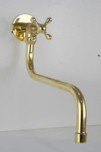 Unlacquered Solid Brass Pot Filler, Kitchen Faucet, Cross Handles