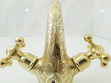 Load image into Gallery viewer, Solid brass engraved faucet; Bathroom faucet; two handles bathroom faucet