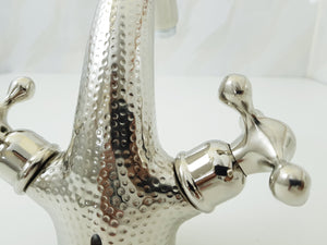 Hammered silver faucet ; Bathroom silver faucet ; two handles faucet