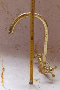 Moroccan Engraved Brass Faucet Tap,Unlacquered Brass Kitchen Faucet,Brass Wash Basin Faucet,Swan Neck Brass Faucet,Gooseneck Faucet