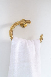 Solid Brass Towel Holder, Handcrafted Powder Room Holder