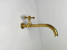 Load image into Gallery viewer, Unlacquered brass wall faucet Solid Brass Cold Water Wall Faucet Single Handle Brass Wall Water Tap Farmhouse Outdoor Wall Brass Faucet