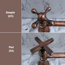 Load image into Gallery viewer, Solid Copper Bridge Faucet, Copper Kitchen Faucet, Kitchen Sink Faucet with Dual Cross Handles, and with Water Sprayer