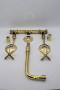 Unlacquered Brass Vintage Wall mounted bathroom faucet,Embrace the Charm of Vintage Style Faucet