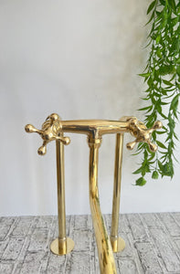 Unlacquered Brass Faucet Kitchen, Handcrafted Bridge Faucet with Straight legs & Various Handles Style - Kitchen Faucets