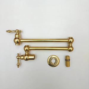 Unlacquered Brass Pot Filler with Lever Handle, Kitchen Brass Pot Filler, Antique Brass Pot Filler, Pasta Faucet, Wall Mount Brass Faucet