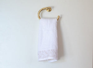 Solid Brass Towel Holder, Handcrafted Powder Room Holder