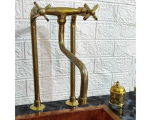 Load image into Gallery viewer, Unlacquered Brass Antique Kitchen  bridge Faucet with long Legs