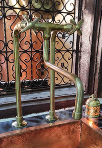 Unlacquered Brass Antique Kitchen  bridge Faucet with long Legs