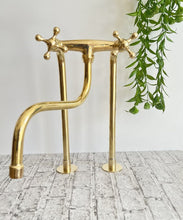 Load image into Gallery viewer, Unlacquered Brass Faucet Kitchen, Handcrafted Bridge Faucet with Straight legs &amp; Various Handles Style - Kitchen Faucets