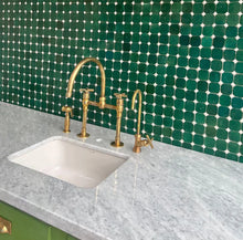 Load image into Gallery viewer, Unlacquered Brass Kitchen Faucet, Solid Brass Square Handles Faucet