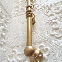 Load image into Gallery viewer, Unlacquered Brass Pot Rail with &quot;S&#39; hooks, Antique Style Unlacquered Brass Pot Rack Vintage Handmade Gold Brass Pot Rack Rustic Wall Mounted