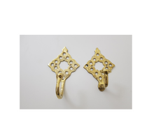 Load image into Gallery viewer, Solid Brass Hooks Handcrafted Unlacquered Brass For Wall, Antique Solid Brass Clothes Hooks