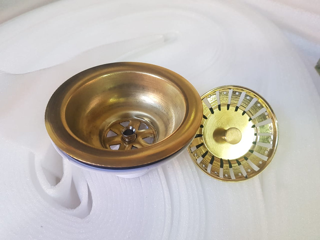 Unlacquered Brass Strainer Sink, Drainer sink With Removable drain basket and sealed