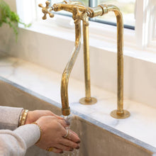 Load image into Gallery viewer, Enhance Your Kitchen with Handmade Unlacquered Brass Kitchen Faucets - Experience Timeless Elegance and Superior Craftsmanship