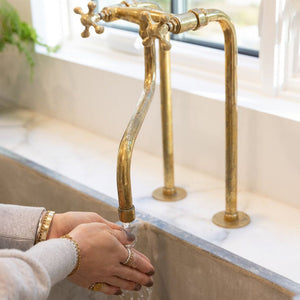 Enhance Your Kitchen with Handmade Unlacquered Brass Kitchen Faucets - Experience Timeless Elegance and Superior Craftsmanship
