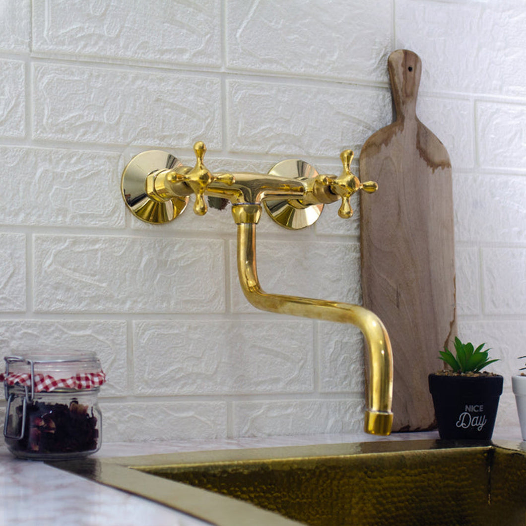 Unlacquered Brass Wall Mount Faucet: A Touch of Sophistication for Your Kitchen or Bathroom