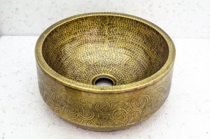 Antique Solid Brass Vessel Sink With Bronze Finish