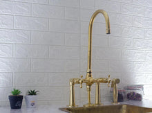 Load image into Gallery viewer, Bridge Kitchen Faucet With Sprayer - Brass Bridge Faucet