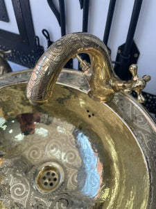 Hammered Bras brass vessel sink, Antique Engraved Sink ,hand-decorated sink, charming color