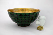 Load image into Gallery viewer, Ceramic And Golden Brass Vessel Sink  , Round Black And Green Vessel Sink