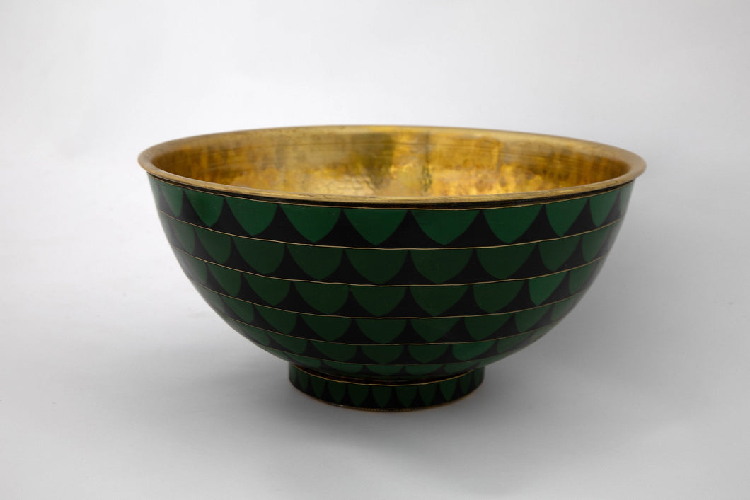 Ceramic And Golden Brass Vessel Sink  , Round Black And Green Vessel Sink