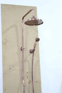 Copper Shower System With Handheld Sprayer, Vintage Rain Shower-head System Hand held antique Head Combo Outdoor exposed