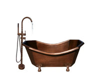 Load image into Gallery viewer, Bathtub Floor Mount Faucet,Freestanding Tub Filler and Shower System, Shower Faucets with Copper Handheld Shower