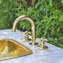 Load image into Gallery viewer, Widespread Brass Bathroom Faucet - Unlacquered Brass Bathroom Faucet