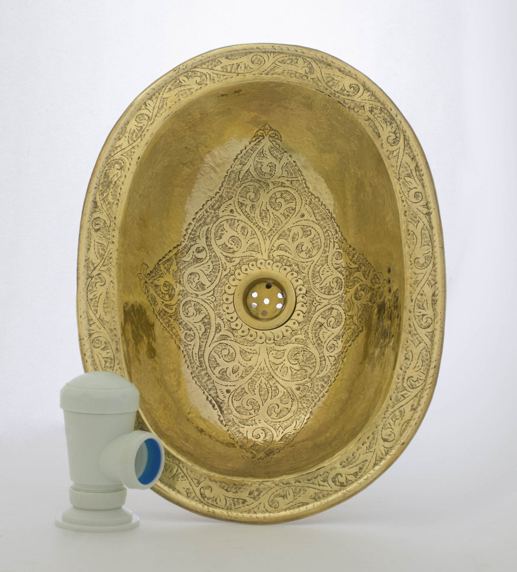 Engraved Oval Sink  , Handmade Drop-in Sink