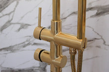 Load image into Gallery viewer, Bathtub Floor Mount Faucet, Freestanding Tub Filler and Shower System, Shower Faucets with Brass Handheld Shower