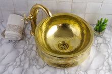 Load image into Gallery viewer, Hammered Curved Vessel Sink - Handmade Traditional Brass Sink