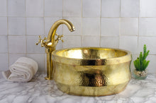 Load image into Gallery viewer, Hammered Curved Vessel Sink - Handmade Traditional Brass Sink