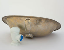Load image into Gallery viewer, Hand Hammered Brass Oval Sink  - Handcrafted Drop-in Sink