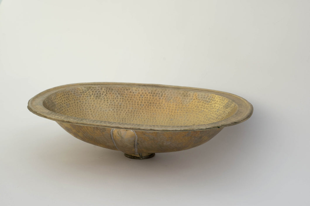 Hand Hammered Brass Oval Sink  - Handcrafted Drop-in Sink