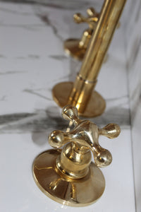Unlacquered Brass Faucet ,Vintage Brass Faucet bathroom Faucet 3 Holes Kitchen faucet bridge faucet Unlaquered Solid Brass Faucet minimalist